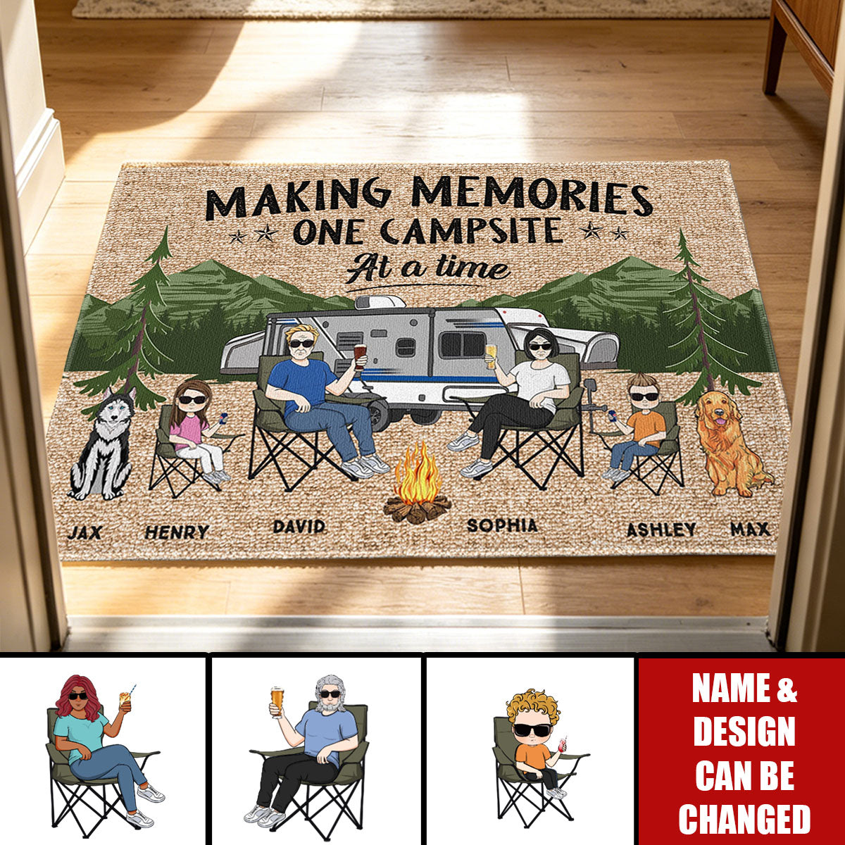 Making Memories One Campsite At A Time Family Camping - Personalized Doormat