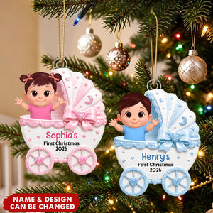 Little Princess Prince Baby Carriage - Personalized Acrylic Ornament - Unique Christmas Gift For New Parent, Newborn Keepsake