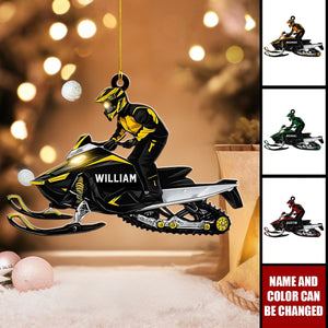 Snowmobile Rider - Personalized Christmas Acrylic Ornament