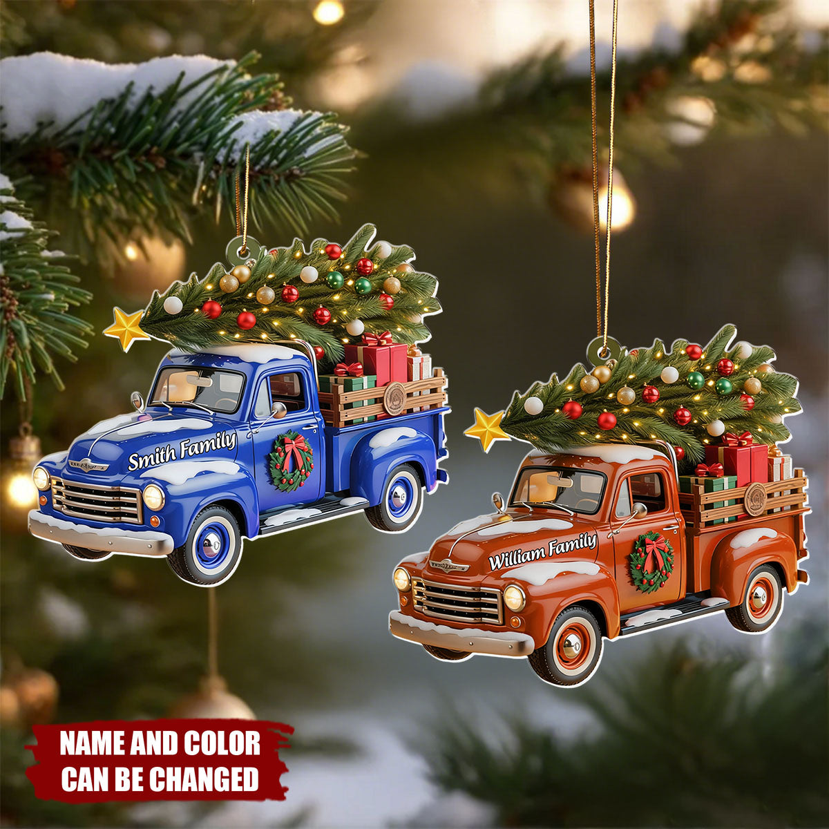 Truck Christmas - Personalized Christmas Acrylic Ornament