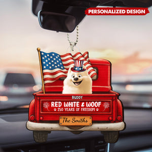 Red White Woof 250 Years Of Freedom - Personalized Acrylic Car Ornament