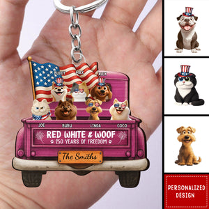 Red White Woof 250 Years Of Freedom - Personalized Acrylic Keychain