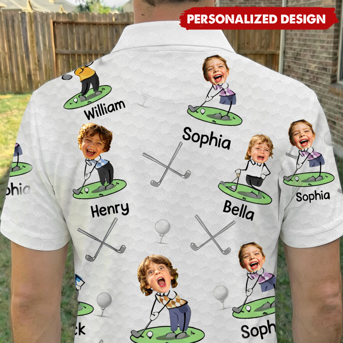 Father's Day Gifts, Golf Lovers Golf Dad Custom Funny Face - Personalized Photo Polo Shirt