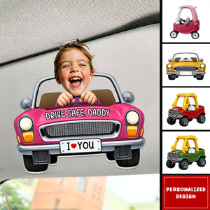 Father's Day Gifts, Drive Safe, Daddy, Papa, Mommy, Uncle - Upload Cute Kid's Photo - Personalized Acrylic Visor Clip