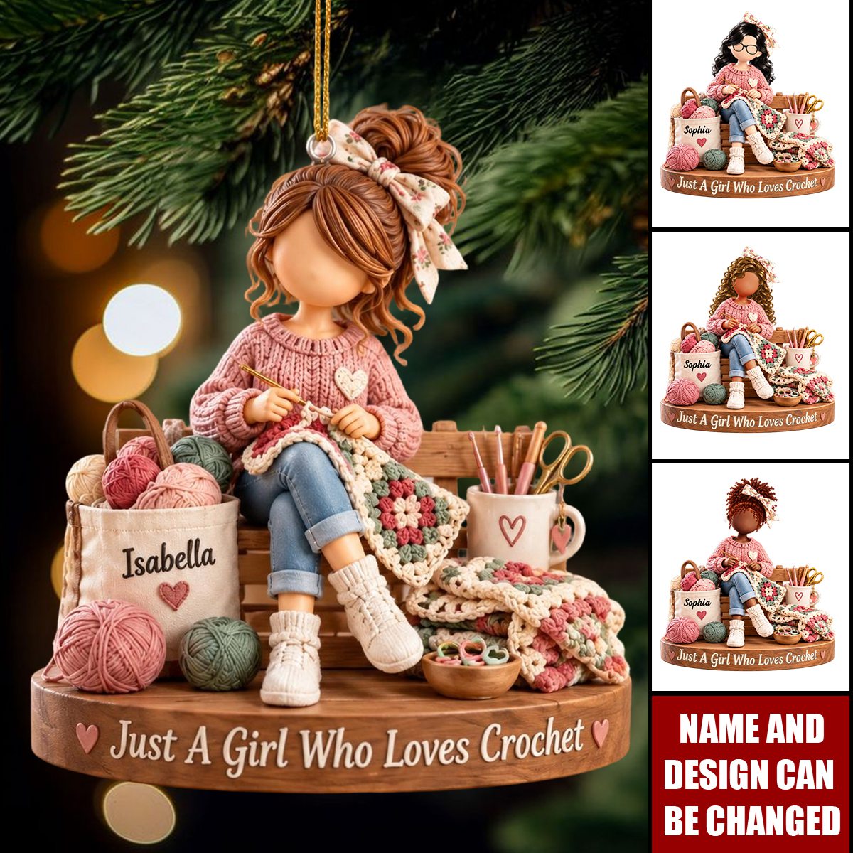 Personalized  Crochet Ornaments, Custom Crochet Gifts For Sisters
