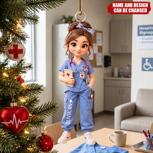Personalized Nurse Ornament, Custom RN Christmas Gift For Her