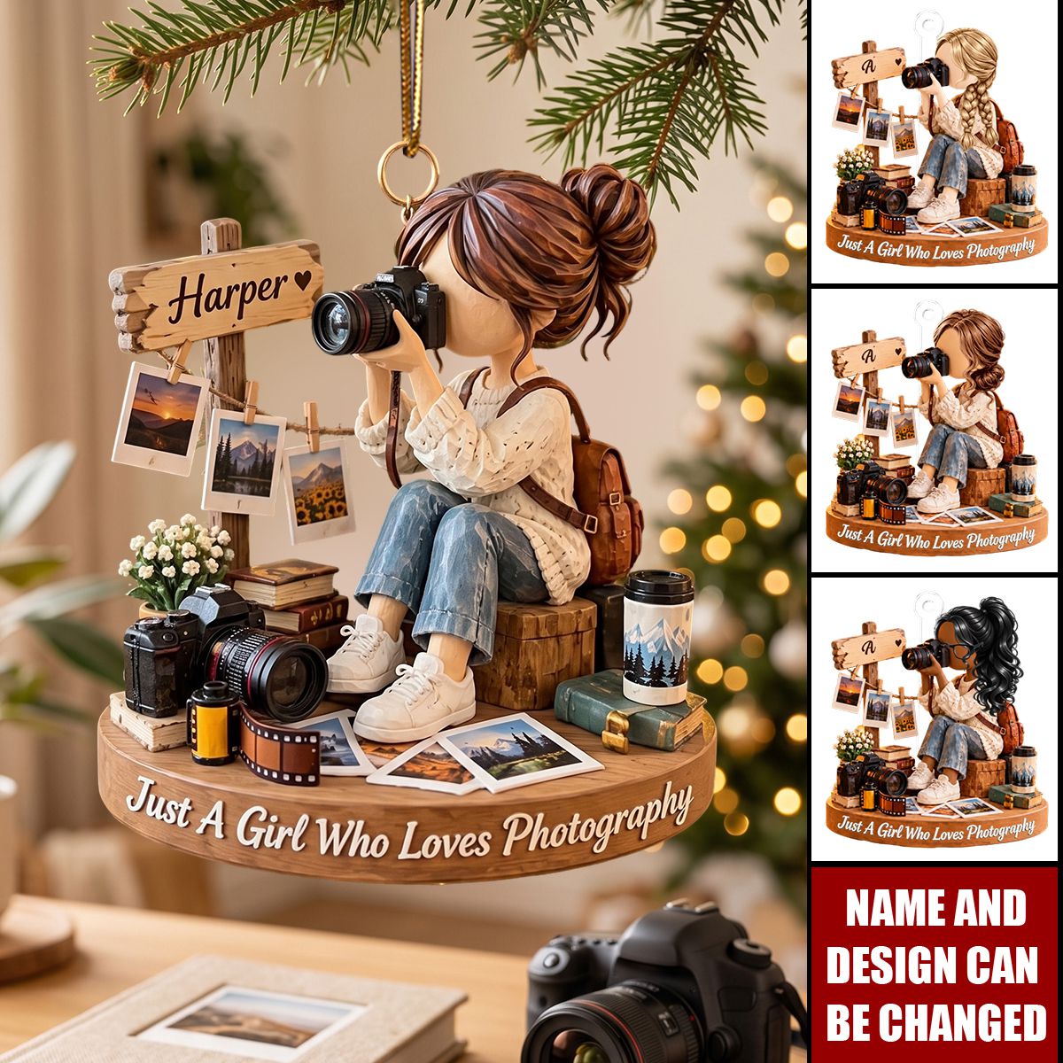 Personalized Photographer Acrylic Ornament, Photography Christmas Gift For Her