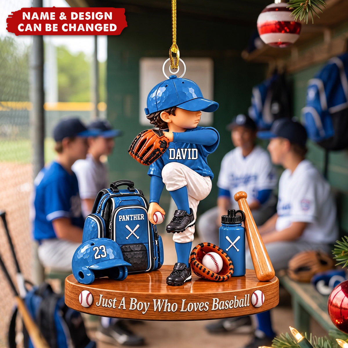 Just A Boy Who Loves Baseball, Personalized Baseball Ornament