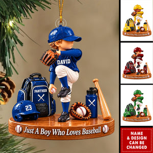 Just A Boy Who Loves Baseball, Personalized Baseball Ornament