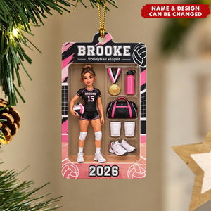 Personalized Volleyball Player Ornament, Custom Name Volleyball Girl Christmas Gift