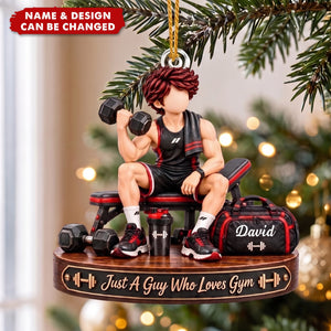 Personalized Gym Ornament For Boys, Just A Guy Who Loves Gym