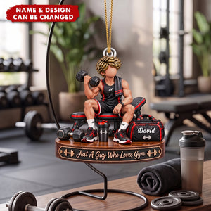 Personalized Gym Ornament For Boys, Just A Guy Who Loves Gym