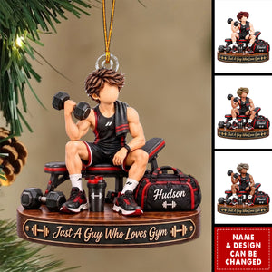 Personalized Gym Ornament For Boys, Just A Guy Who Loves Gym