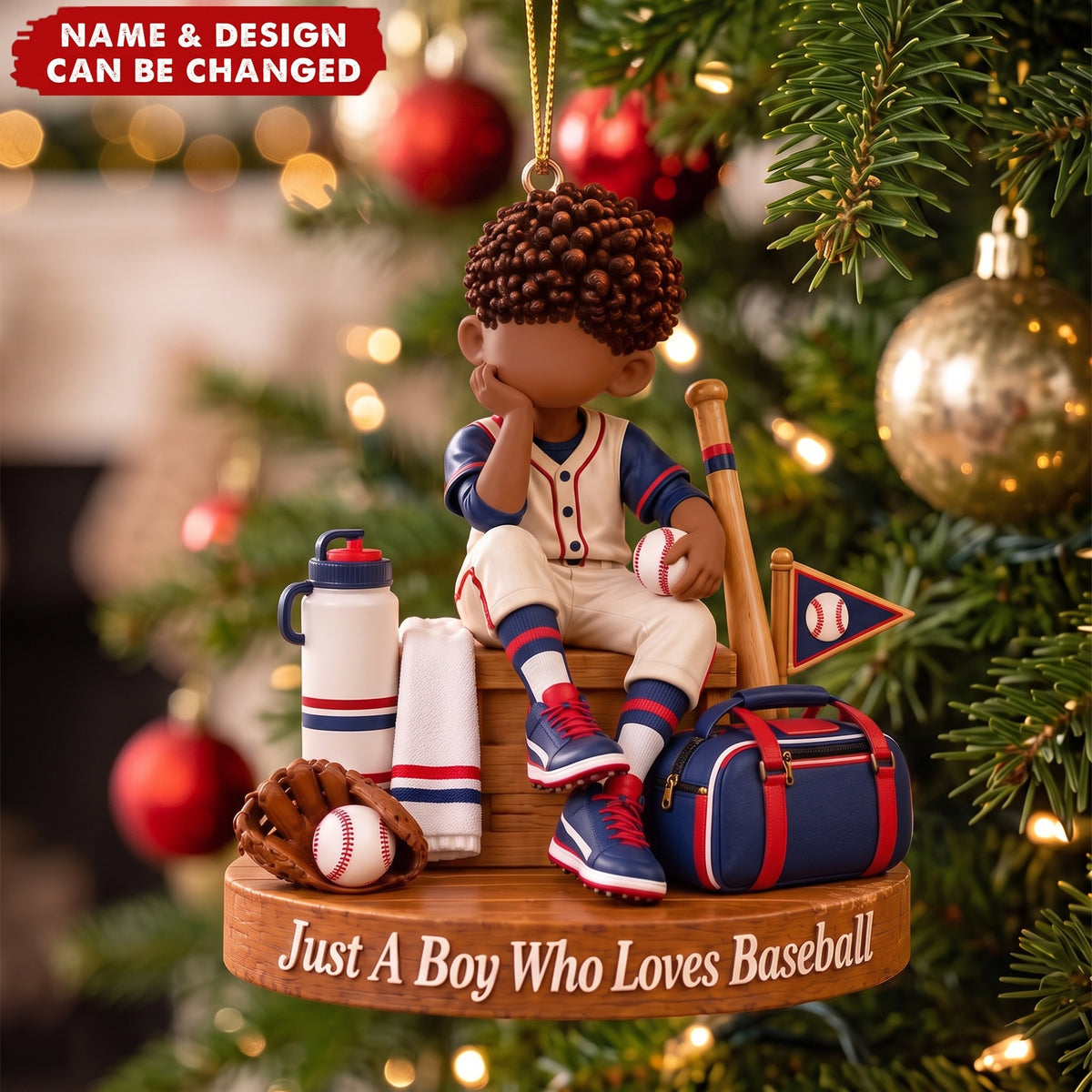 Baseball Boy Ornament, Baseball Player Gift For Grandson