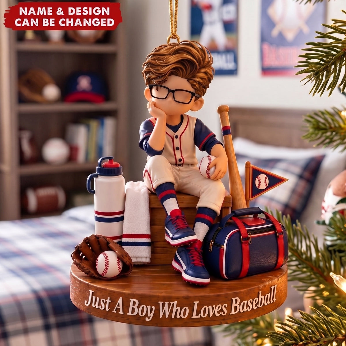 Baseball Boy Ornament, Baseball Player Gift For Grandson
