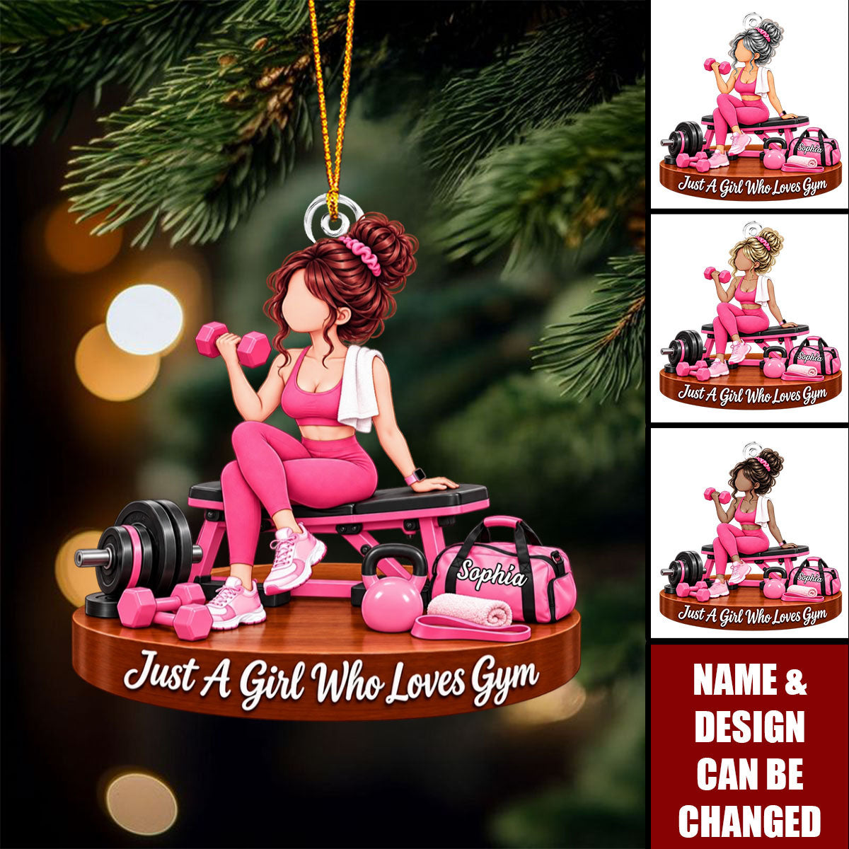 Personalized Just A Girl Who Loves Gym Christmas Ornament - Custom Name Gym Girl Ornament