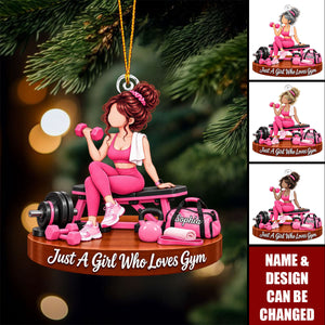 Personalized Just A Girl Who Loves Gym Christmas Ornament - Custom Name Gym Girl Ornament
