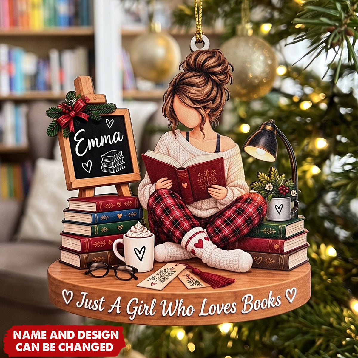 Book Lover Christmas Ornament, Personalized Reader Gift