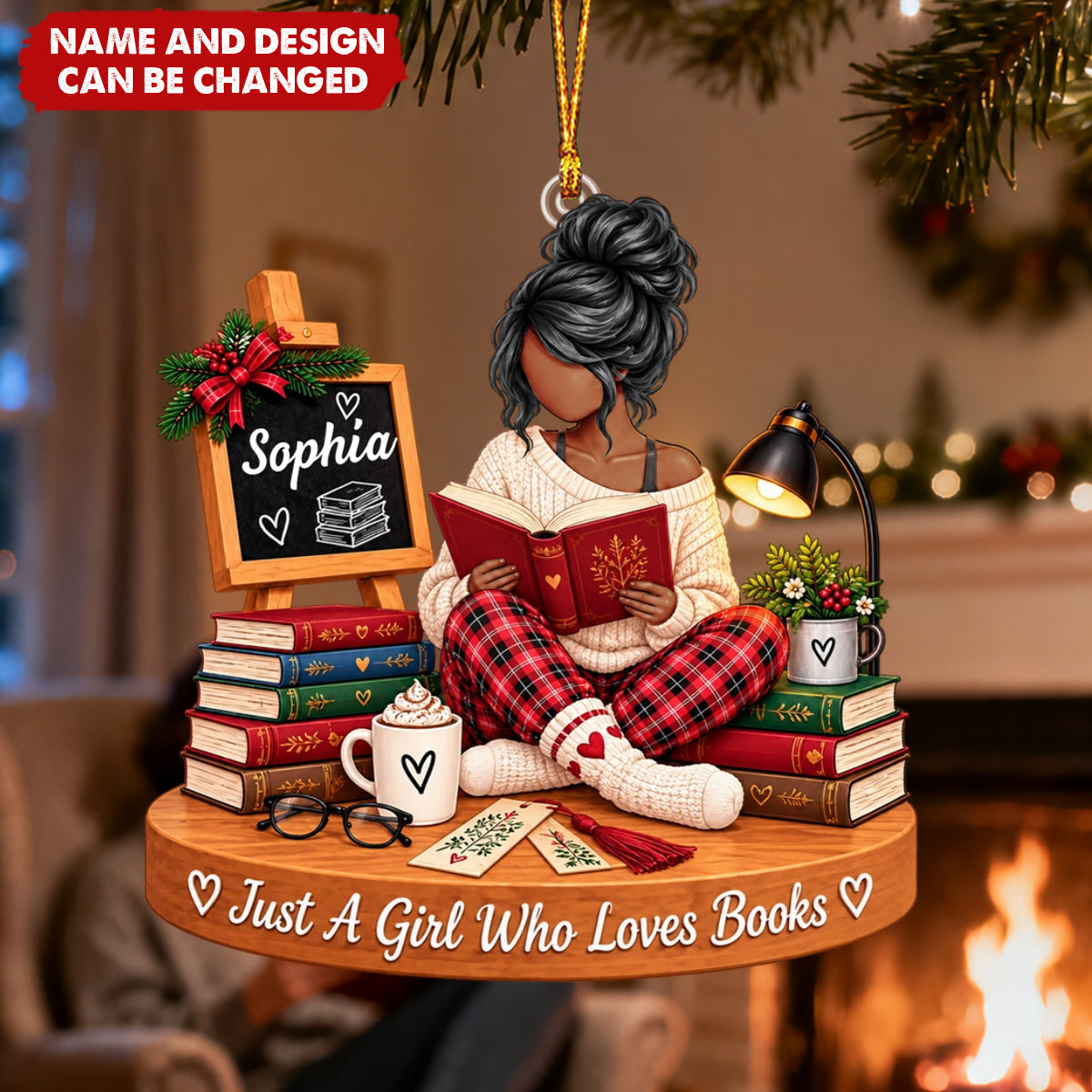 Book Lover Christmas Ornament, Personalized Reader Gift