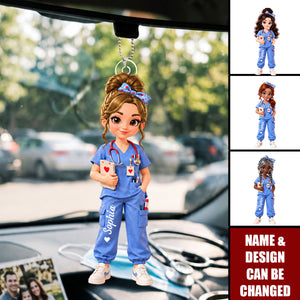 Personalized Nurse Car Ornament, Custom RN Christmas Gift For Her