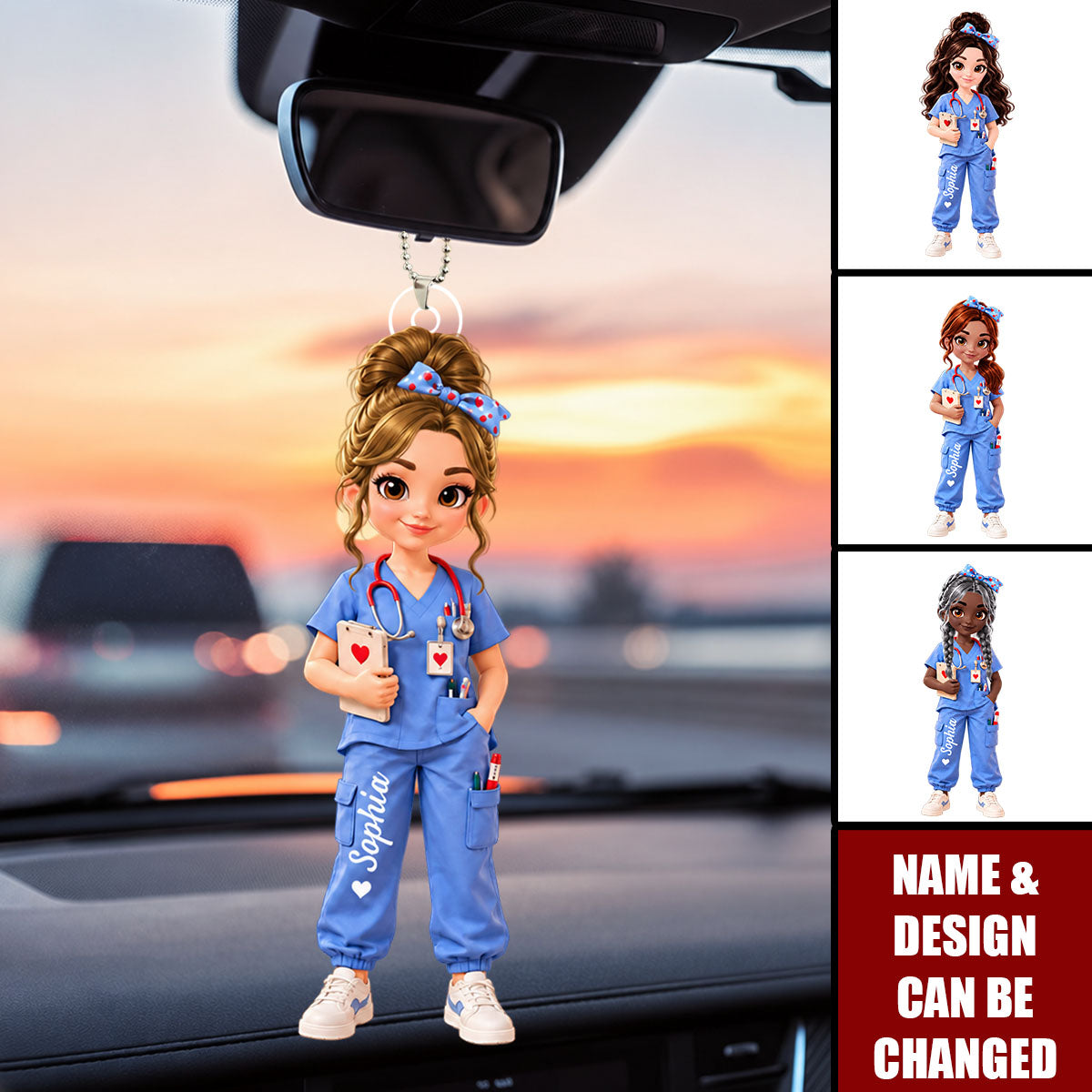 Personalized Nurse Car Ornament, Custom RN Christmas Gift For Her