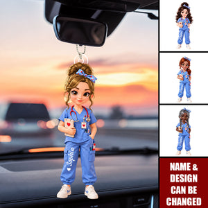Personalized Nurse Car Ornament, Custom RN Christmas Gift For Her