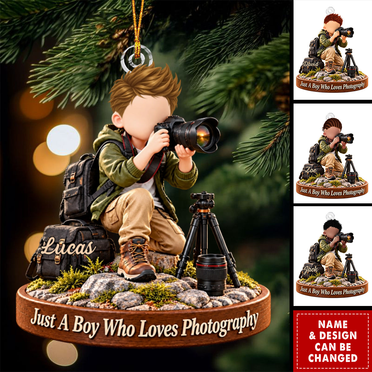 Photography Boy  Acrylic Ornament, Camera Lover Gift for Nephew