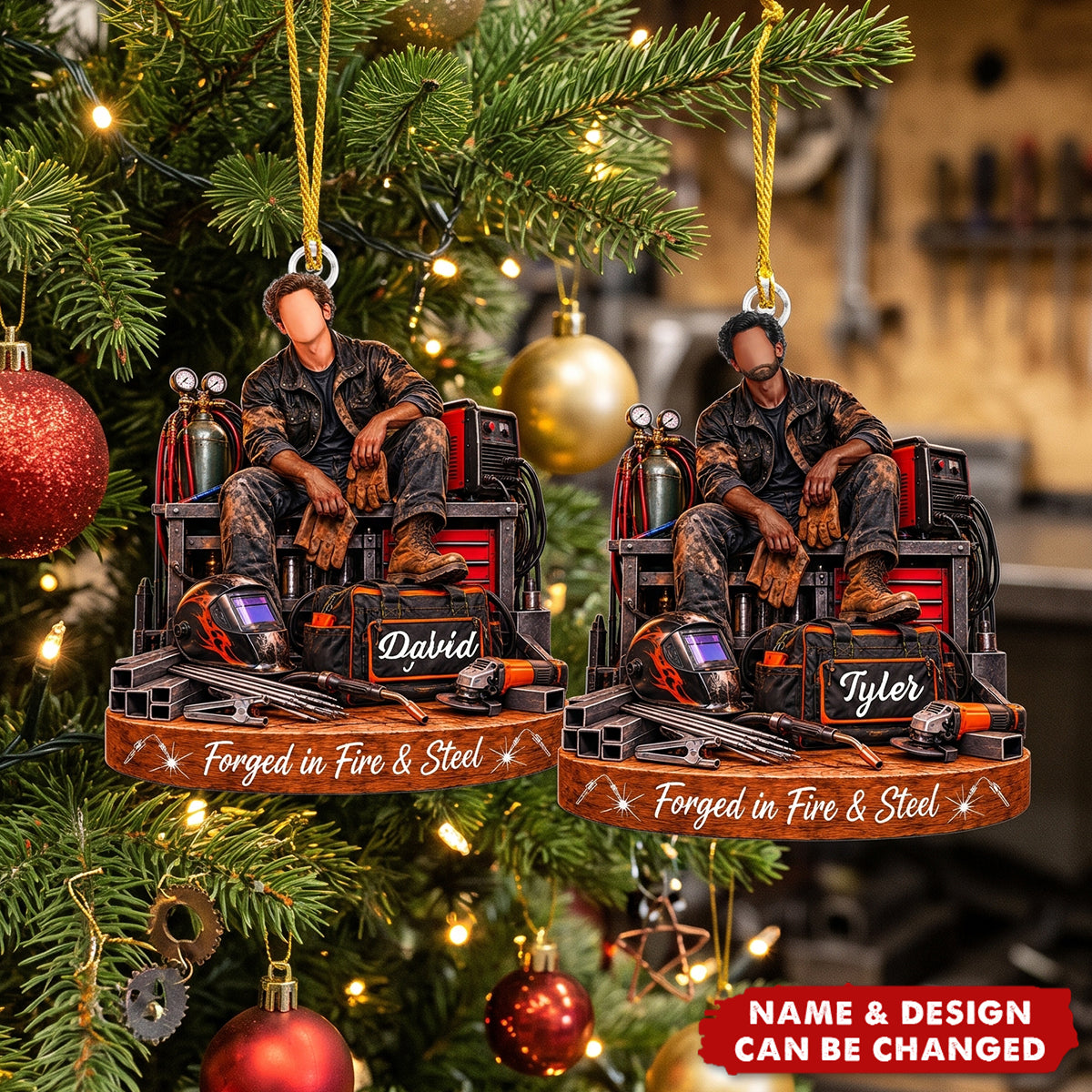 Personalized Welder Christmas Ornament, Custom Name Welding Worker Gift