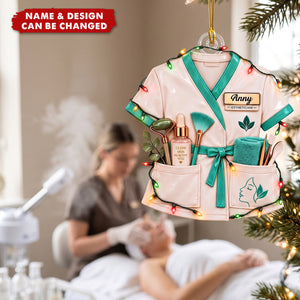 Custom Esthetician Beauty Christmas Ornament, Personalized Name Skincare Gift