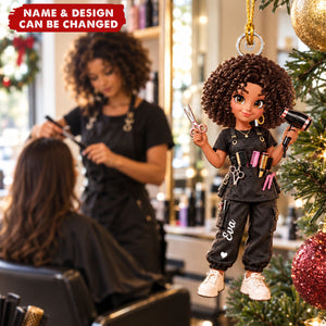 Personalized Hair Stylist Ornament, Custom Hairdresser Christmas Gift For Her