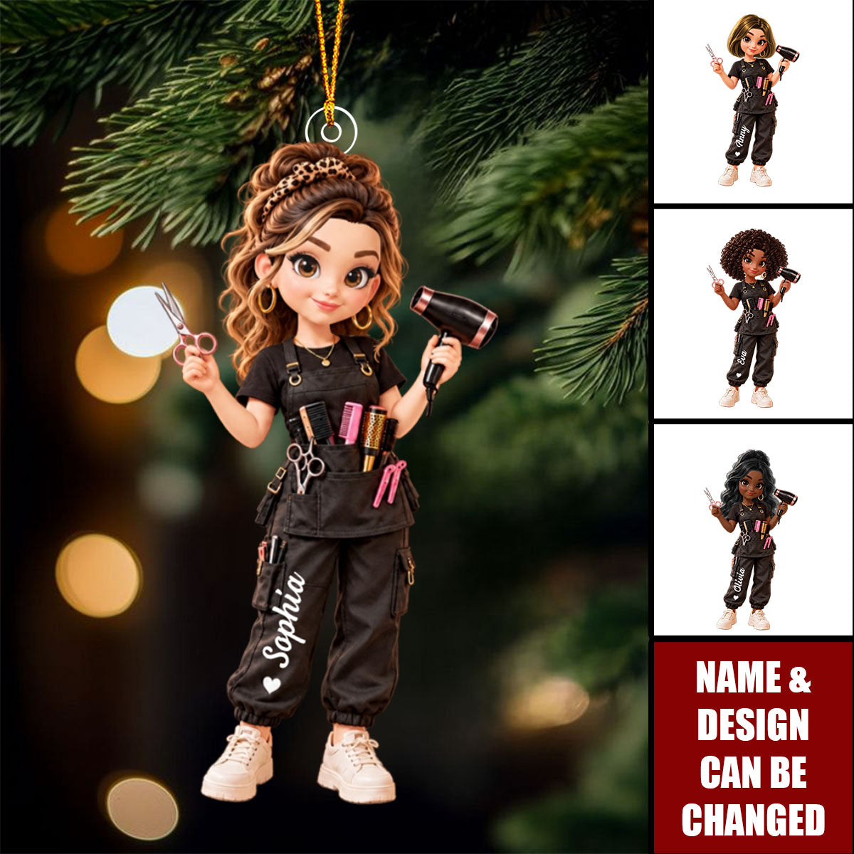 Personalized Hair Stylist Ornament, Custom Hairdresser Christmas Gift For Her