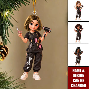 Personalized Hair Stylist Ornament, Custom Hairdresser Christmas Gift For Her