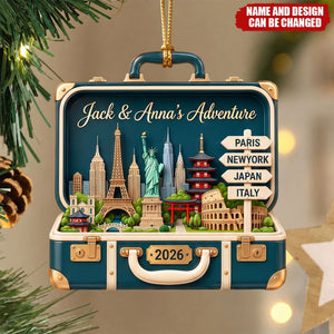 Custom Travel Adventure Suitcase - Personalized Acrylic Ornament