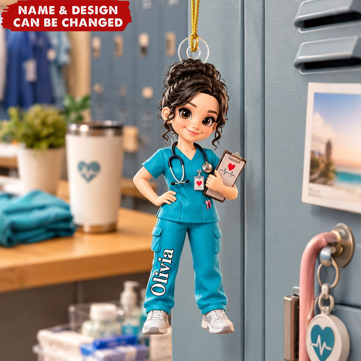 Personalized Nurse Christmas Ornament, Custom Female RN Gift