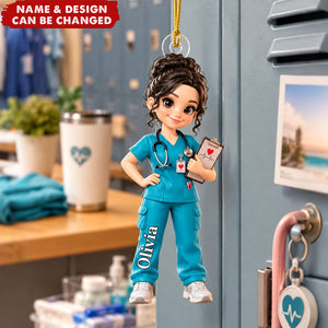 Personalized Nurse Christmas Ornament, Custom Female RN Gift