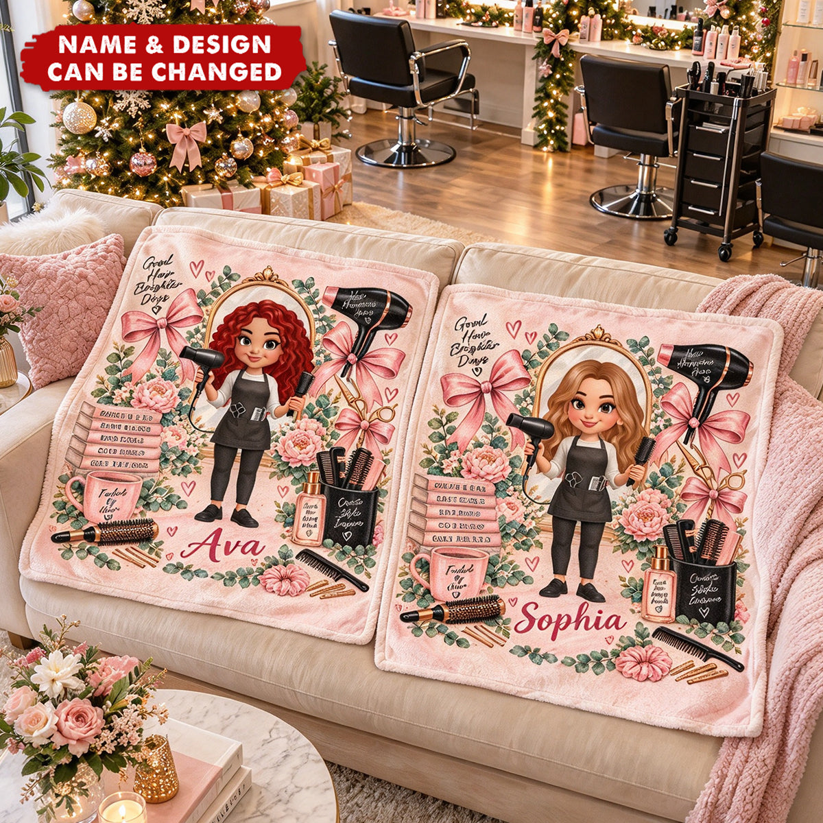 Beautiful Hairdresser - Personalized Fleece Blanket Christmas Gift For Girl
