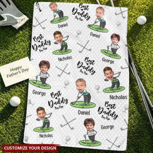Father's Day Gifts, Best Dad By Par Best Papa By Par - Personalized Photo Golf Towel