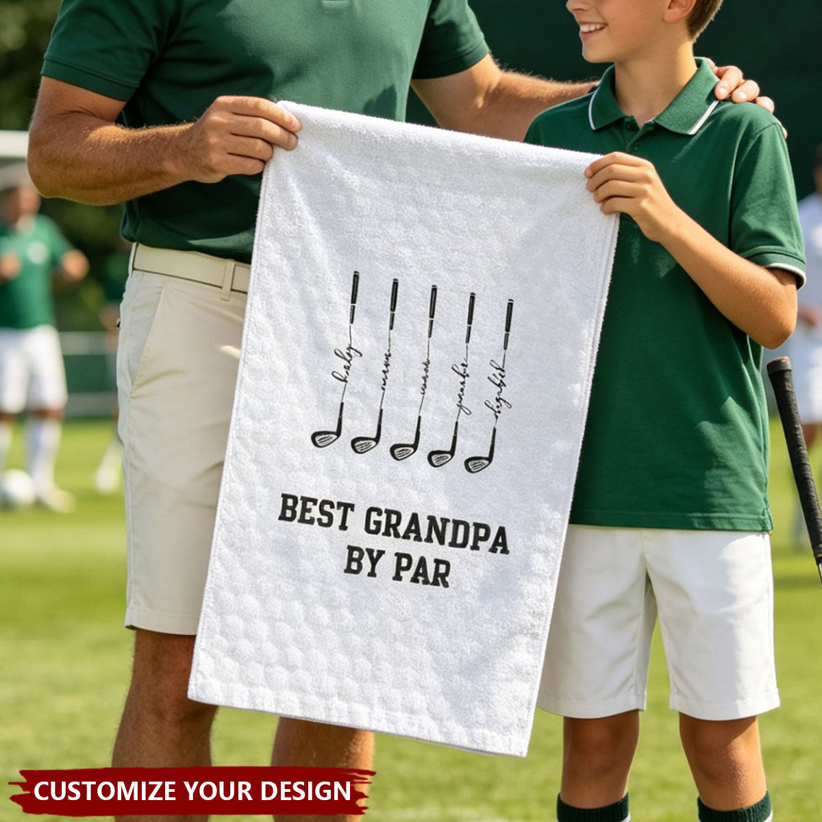 Best Dad By Par, Best Grandpa By Par - Personalized Golf Towel
