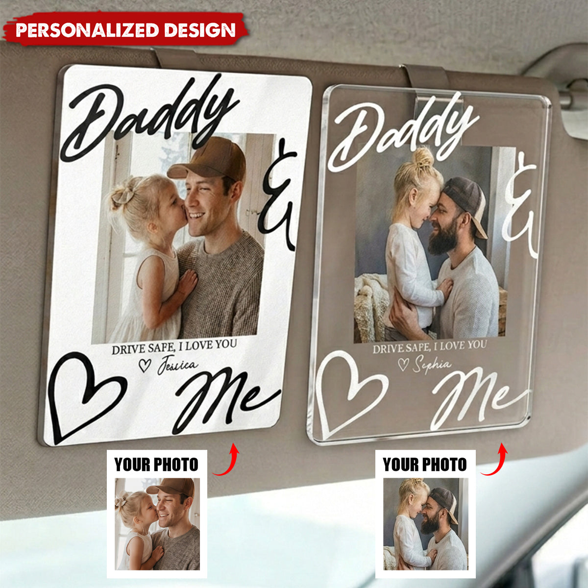 Father's Day Gift, "Dad, Have A Safe Trip, I Love You" - Personalized Acrylic Photo Visor Clip