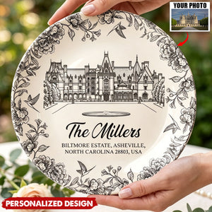 Custom Wedding Venue Photo, Toile Illustrated Venue Decor - Wedding Gifts For Couples - Personalized Ceramic Plate