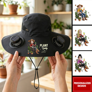 Plant Lady Gardener Of The Year Gift For Her - Personalized Solar Fan Hat