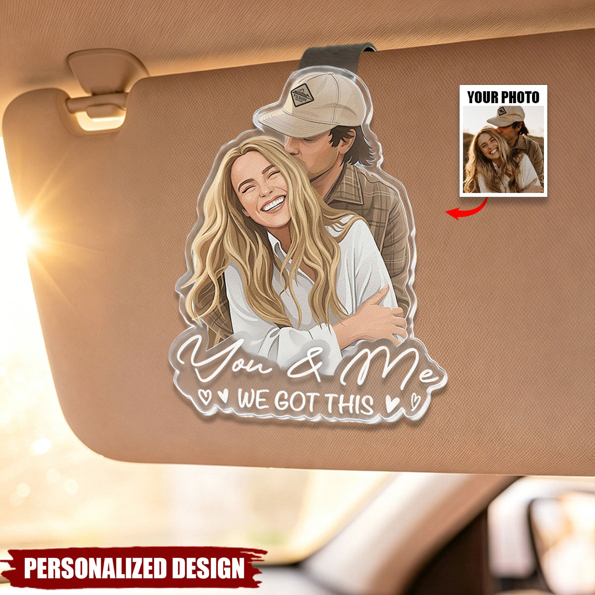 Custom Faceless Portrait  Anniversary Gifts For Him, Her - Personalized Car Visor Clip