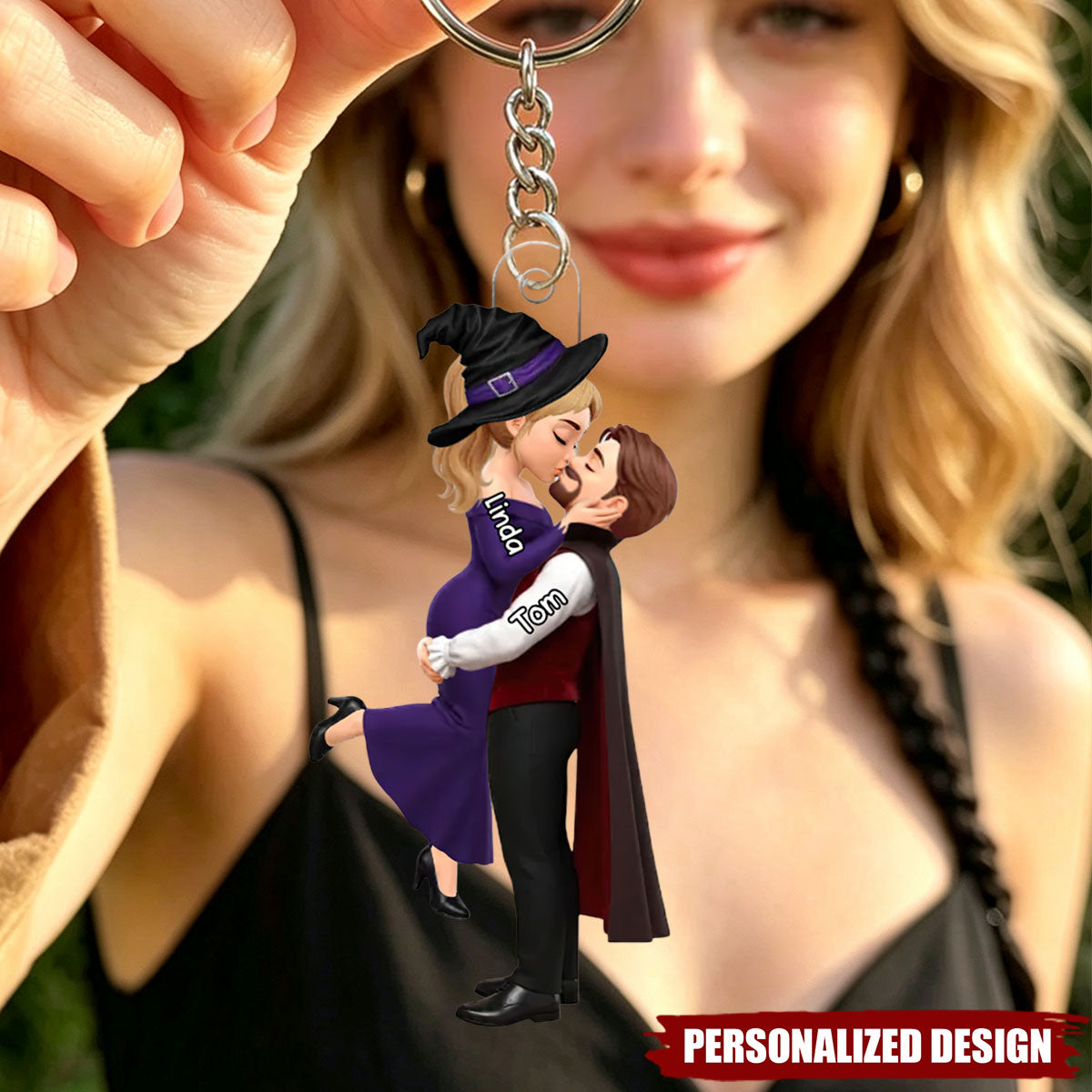 Personalized Halloween, Anniversary, and Wedding Gifts for Couples – Custom Hanging Keychain