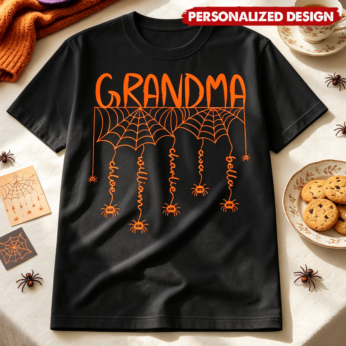 Grandma Spooky Spiders Web - Personalized Shirt