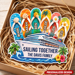 Custom Cruise Ship Door Magnet - Personalized Summer Vacation And Travel Gifts For Mom, Dad, Brother, Sister - Sailing Together