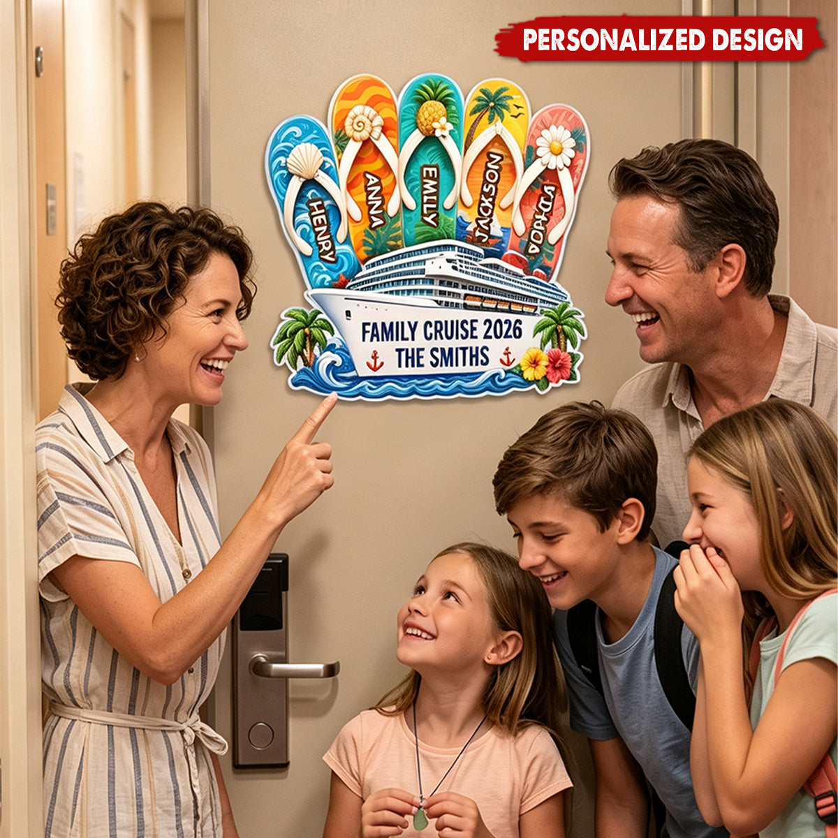 Custom Cruise Ship Door Magnet - Personalized Summer Vacation And Travel Gifts For Mom, Dad, Brother, Sister - Sailing Together