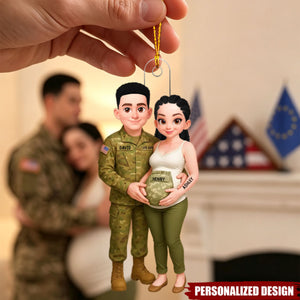 Expecting Army Parents - Personalized Acrylic Ornament - Special Gift for Expecting Parents, for Him, for Her