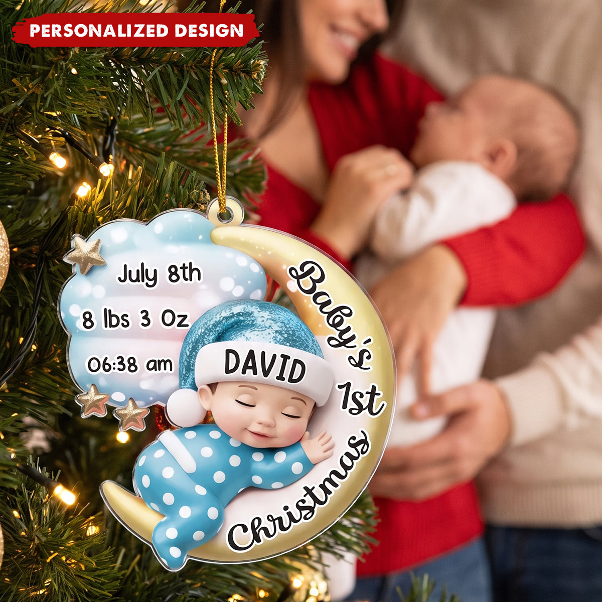 Custom Acrylic Ornament—A Personalized Christmas Gift Designed For New Parents To Cherish Their Baby's First Christmas