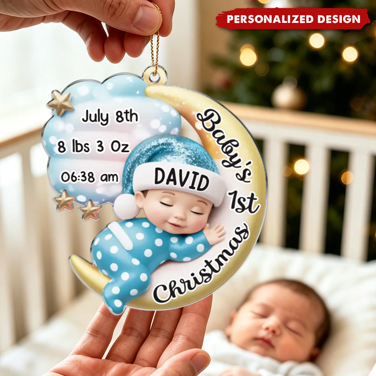 Custom Acrylic Ornament—A Personalized Christmas Gift Designed For New Parents To Cherish Their Baby's First Christmas