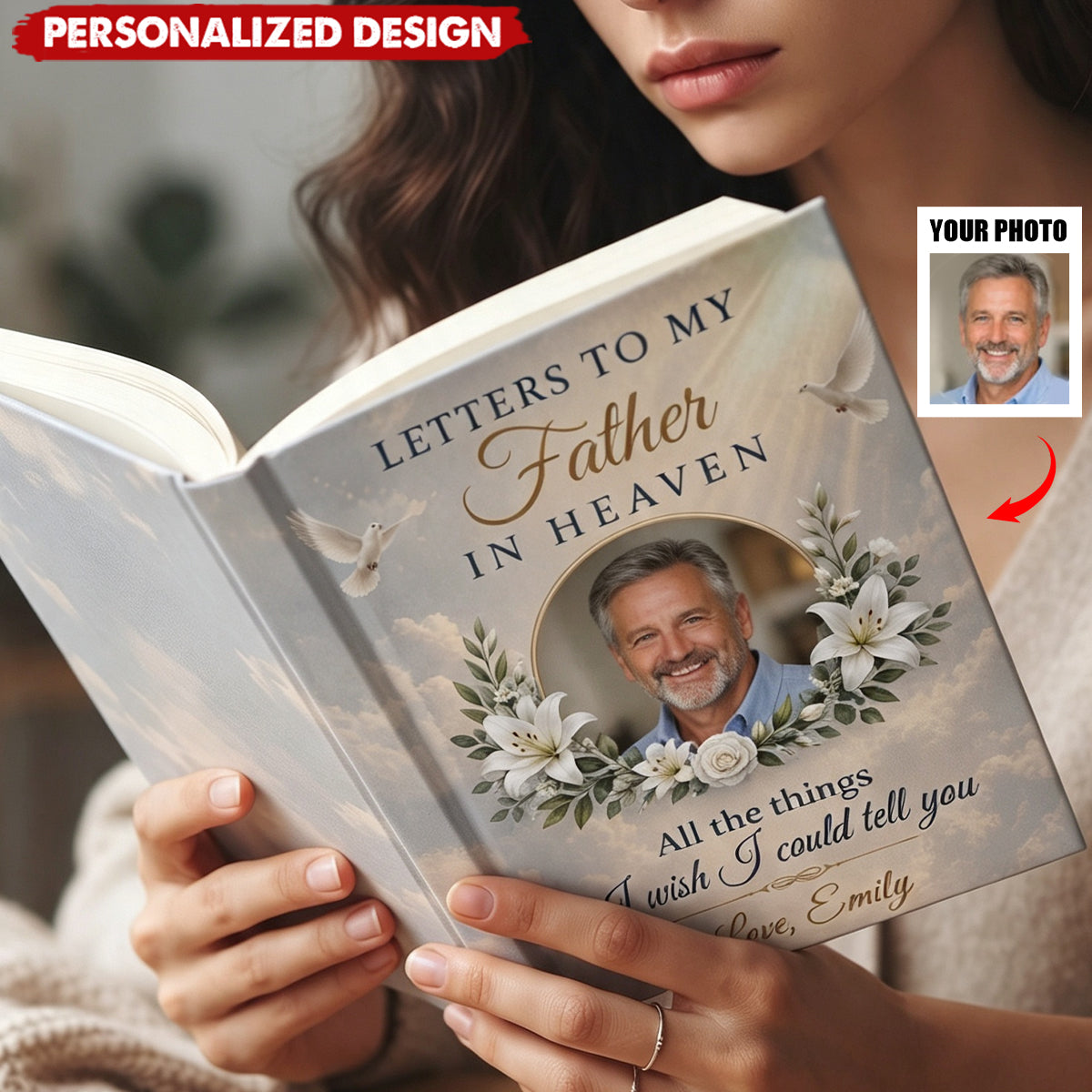 Custom Photo Hardcover Journal - Personalized Memorial Sympathy Gifts For Loss Of Mom, Dad - Missing You Every Single Day